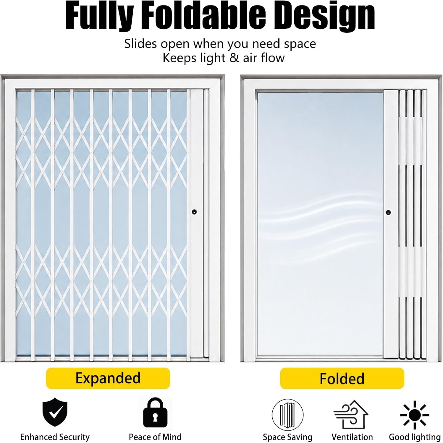 LZMZMQ Extendable Security Windows Grille, Burglar Proof Safety Guard