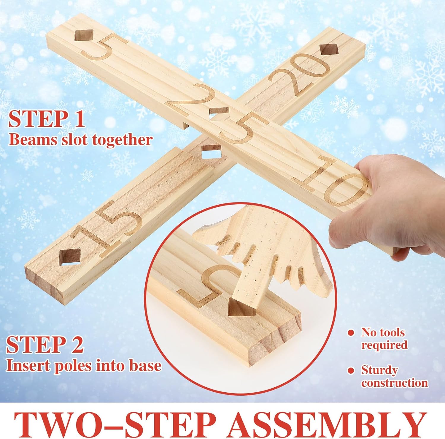 Liliful Christmas Wooden Tree Ring Toss Game Holiday Winter Party Game for Family Outdoor Indoor Yard Lawn Party Supplies 5 Scoreboard 10 Rings