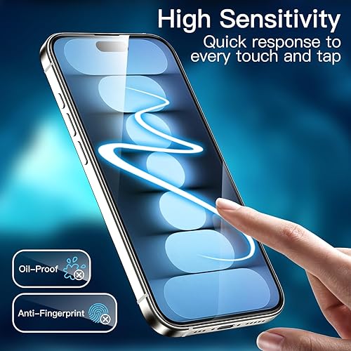 Miniatura 7 de JETech Protector de pantalla de cobertura completa para iPhone 15 Pro de 6.1 pulgadas, película de vidrio templado con borde negro con herramienta