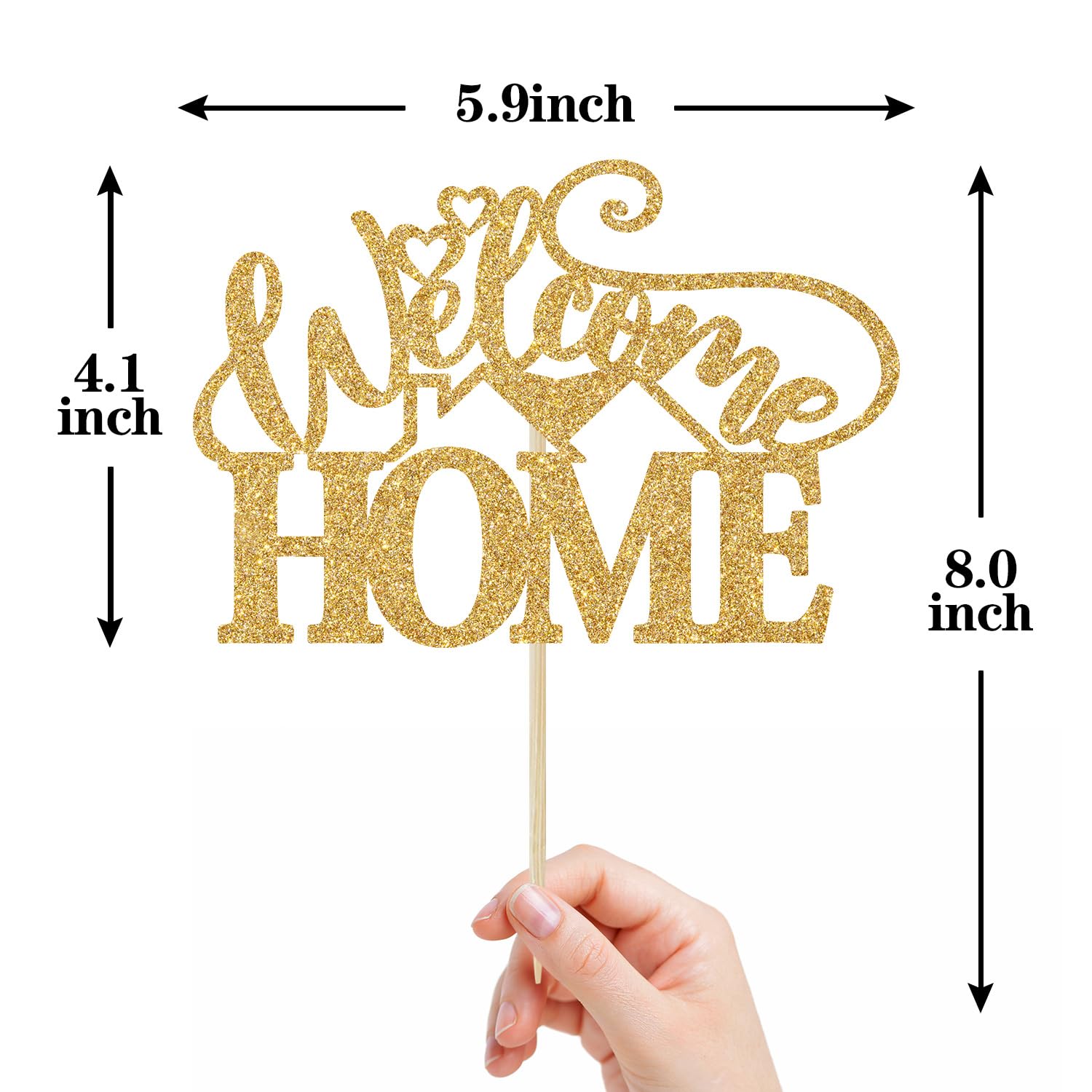 Welcome Home Cake Topper – Gold Glitter 'Home Sweet Home' Decor For Housewarming & New Baby Parties