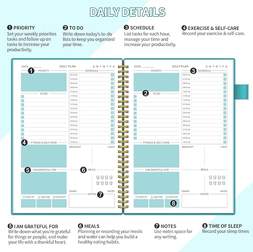 Miniatura 4 de Agenda diaria semanal sin fecha, agenda diaria con lista de tareas, dura 4 meses, 120 días, agenda mensual anual, agenda académica, agenda de