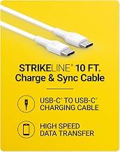 Scosche 10ft USB-C to USB-C Cable, 60W Fast Charging Cable with Power Delivery & High Speed Data Transfer, Charger Cord Compatible with iPhone, Samsung, iPad, MacBook & More Type C Devices, White