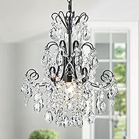 Vista 31 de WUZUPS Candelabro de cristal colgante de 5 luces, lámpara de techo moderna para dormitorio, pasillo, bar, cocina, baño, 22.6 pulgadas de alto x 19.2