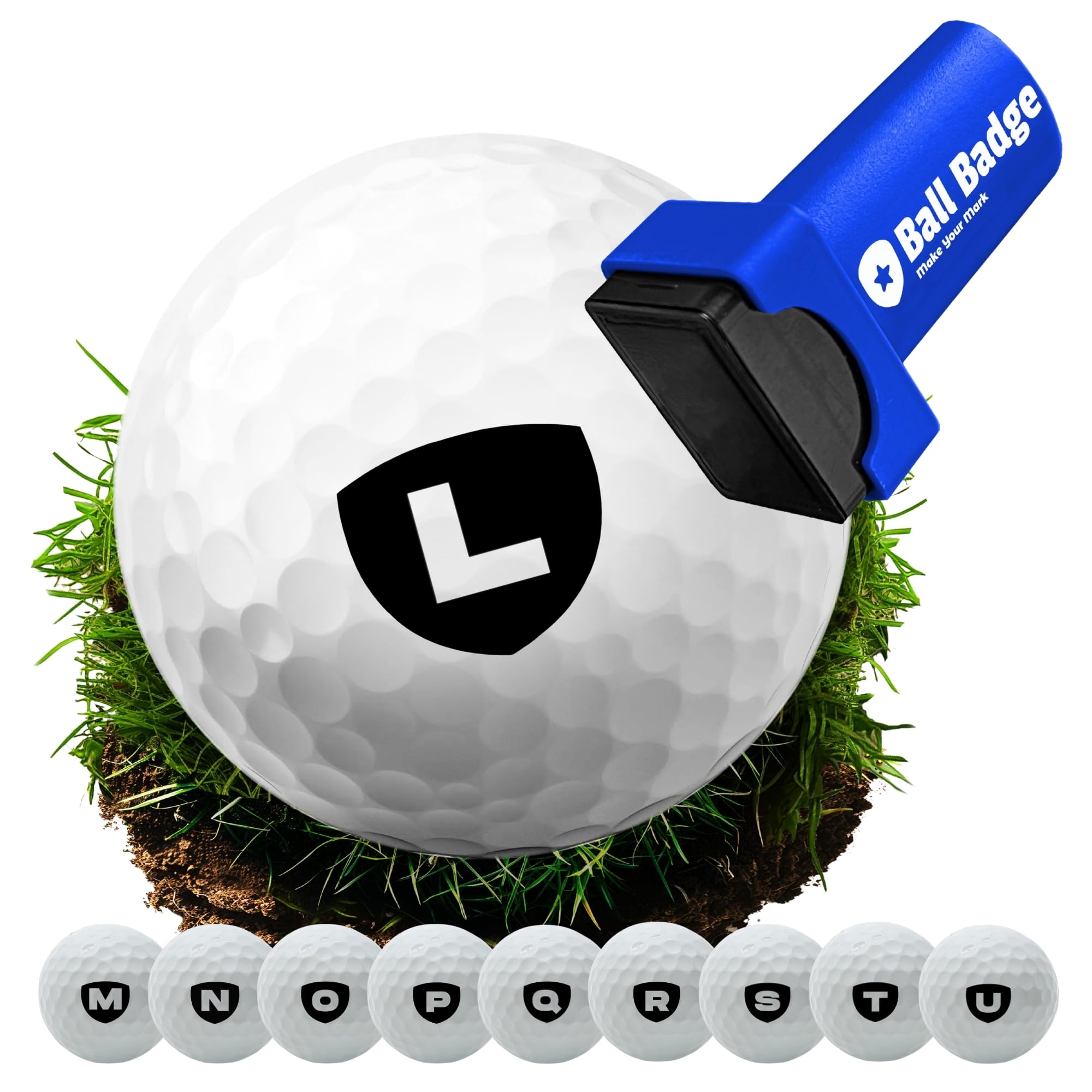 HODL 21 Ball Badge - Golf Ball Stamp, Golf Ball Stamper, Golf Ball Marker, Reusable Golf Ball Marking Tool to Identify Golf Balls, Reusable Ink Stamp for Golf Balls (Shield L)