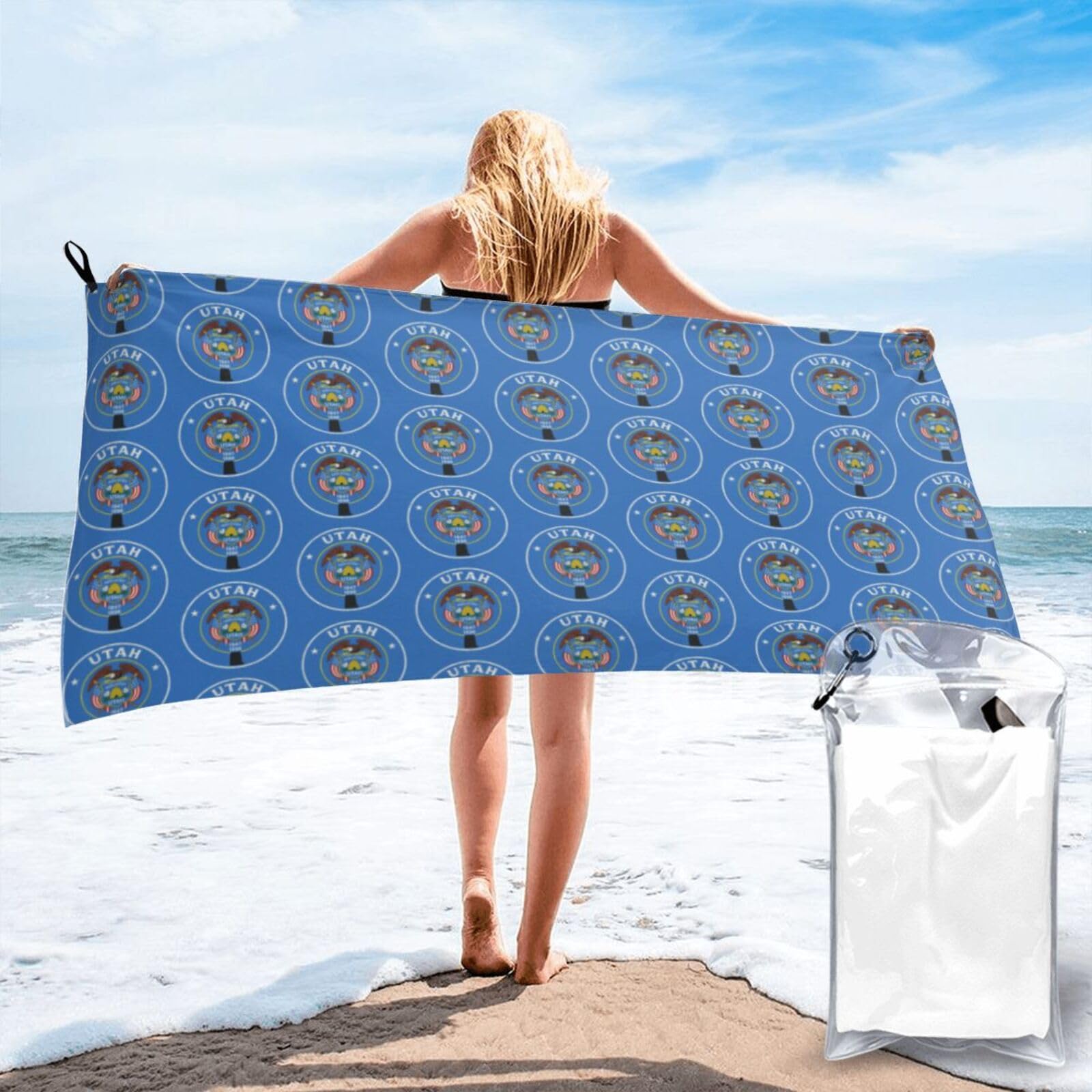 FHIZOAL Utah State Quick Dry Towel Microfibre Towel Super Absorbent Ultra Compact Gym Sports Beach Camping Travel