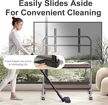 TV Stand on Wheels with 2-tier Shelves for 32-75 inch TVs
