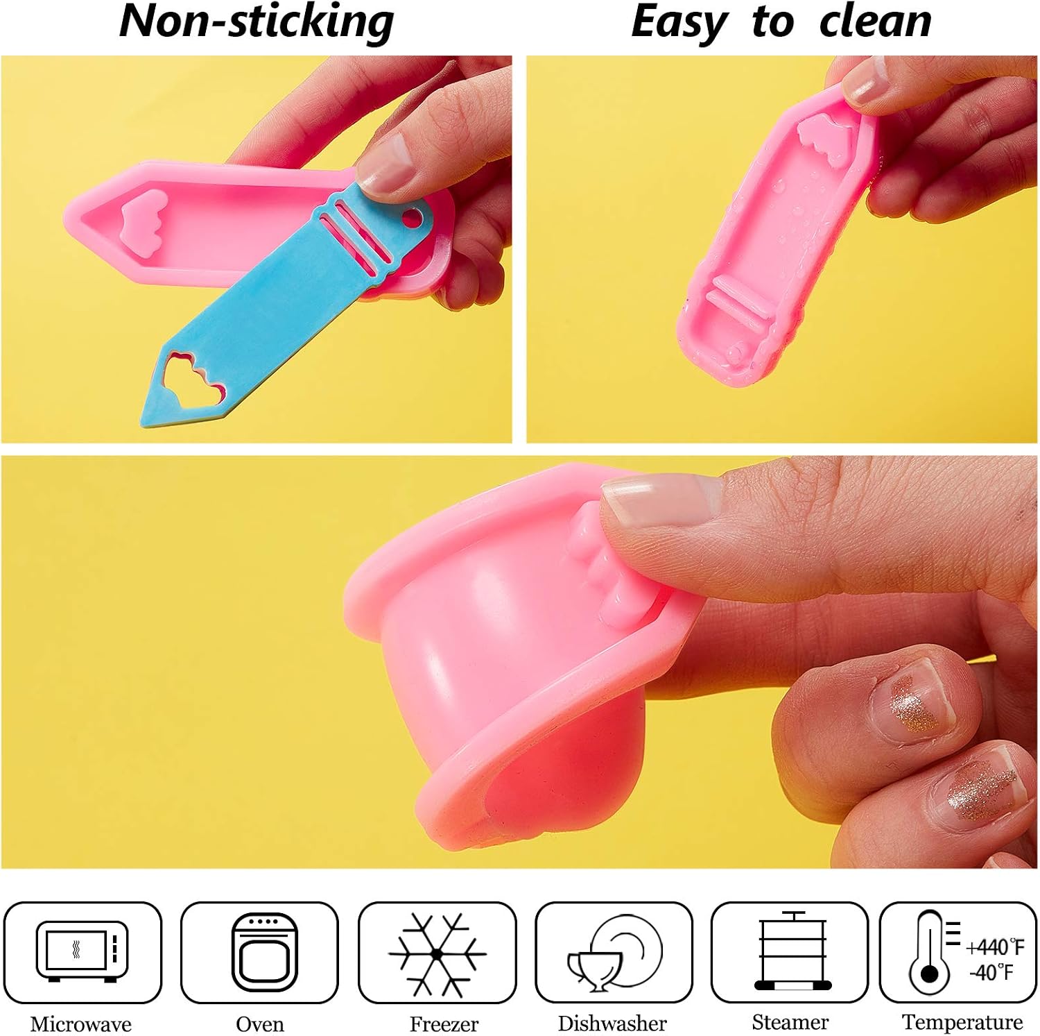 Patelai 3 Pieces Pencil Shape Silicone Keychain Mold Pencil Keychain Pendant Polymer Clay Mold Chocolate Fondant Clay Moulds 10 Pieces Key Rings with Chains for Back to School DIY Decoration, Pink