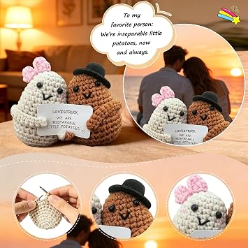 Couples for Him Her, Romantic Hnadmade Crochet Valentines Day Wedding Birthday Gifts for Women Men Girlfriend Boyfriend - I Love You Gift Ideal for Wife Distance Relationship