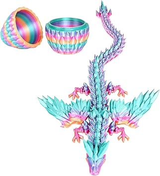 3D Printed Dragon, Movable Articulating Figurine - Decorative Animal Figurine | Teens Adults Bookshelf Window Shelf Vanity Nightstand for Bedroom Living Home Decor Display Decor