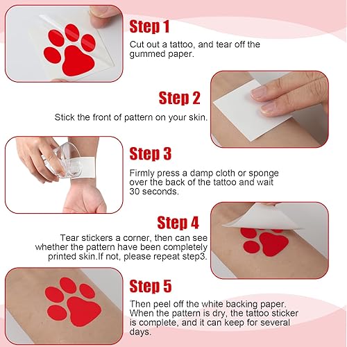 Miniatura 4 de Harloon 20 hojas, 300 unidades, tatuajes temporales, patas y pies, tatuajes temporales extraíbles de pata de perro, calcomanías de tatuaje para