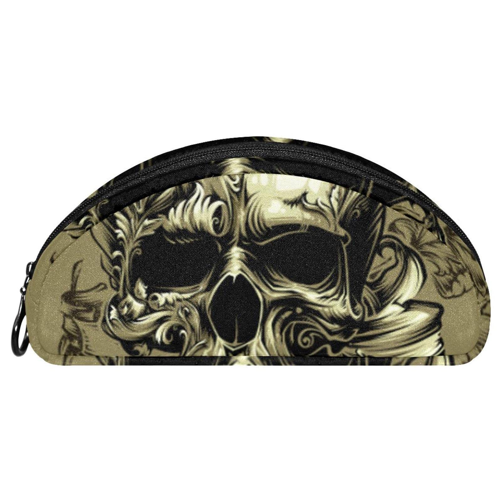 Pen Pouch Retro Skull Skeleton Storage Bag Zipper Pen Pouch Travel Cosmetic Organizer