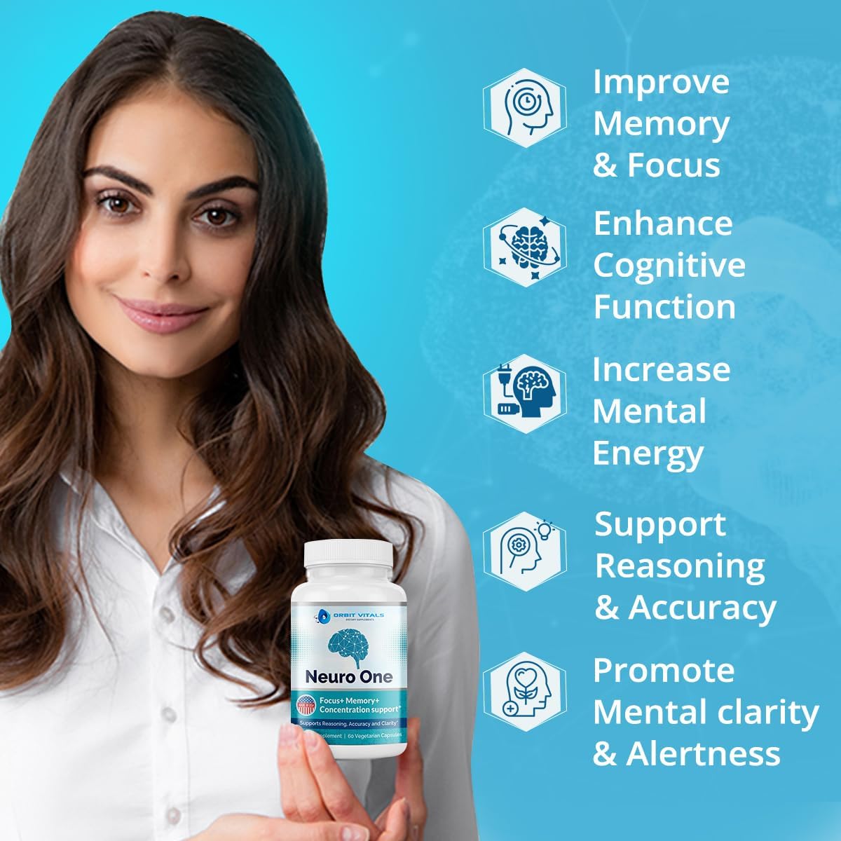 Neuro Brain Support Supplements for Memory - Cognitive Support Supplement - Boost Focus, Mood, Clarity, Concentration & Mental Speed - Brain Supplement for Adults - 60 Capsules - Image 4