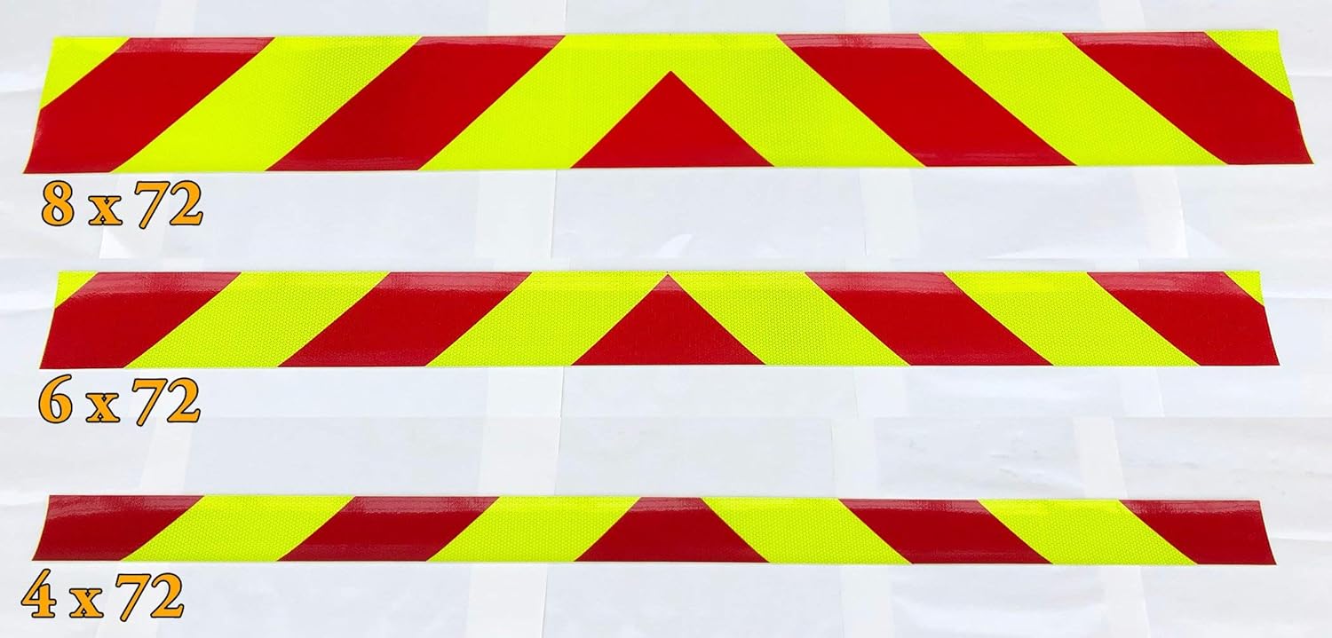 One Piece Chevron Panels - Highly Reflective Self Adhesive - Lime & Red