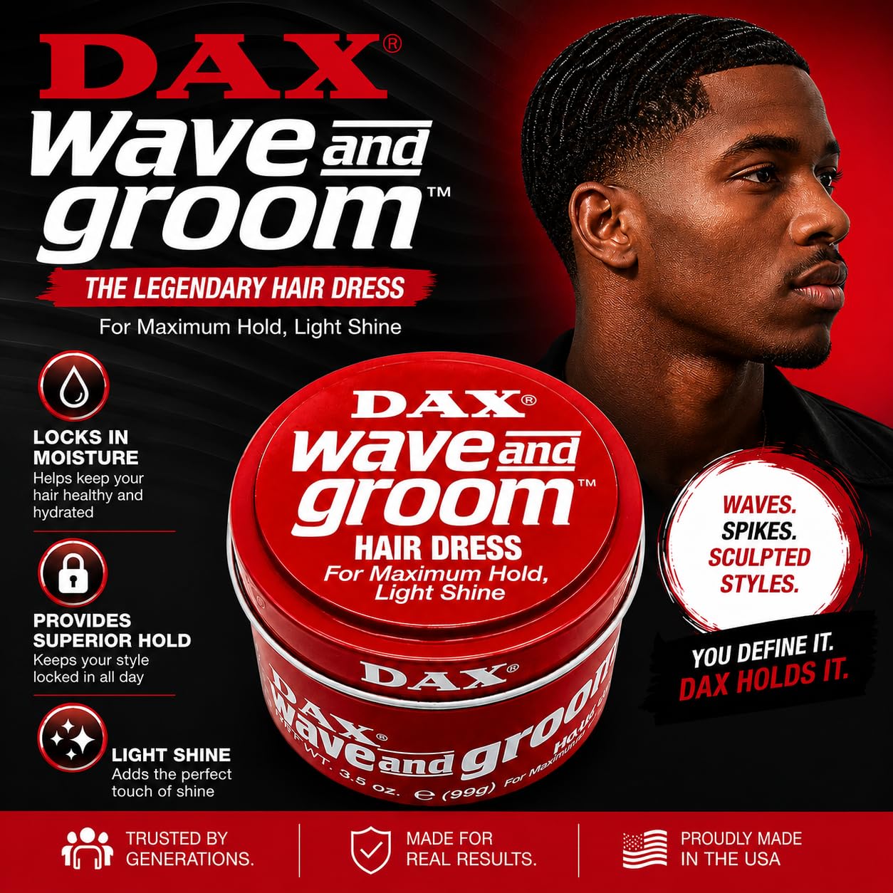 Dax Wave and Groom Hair Dress, 3.5 Ounce (Pack of 3) by DAX