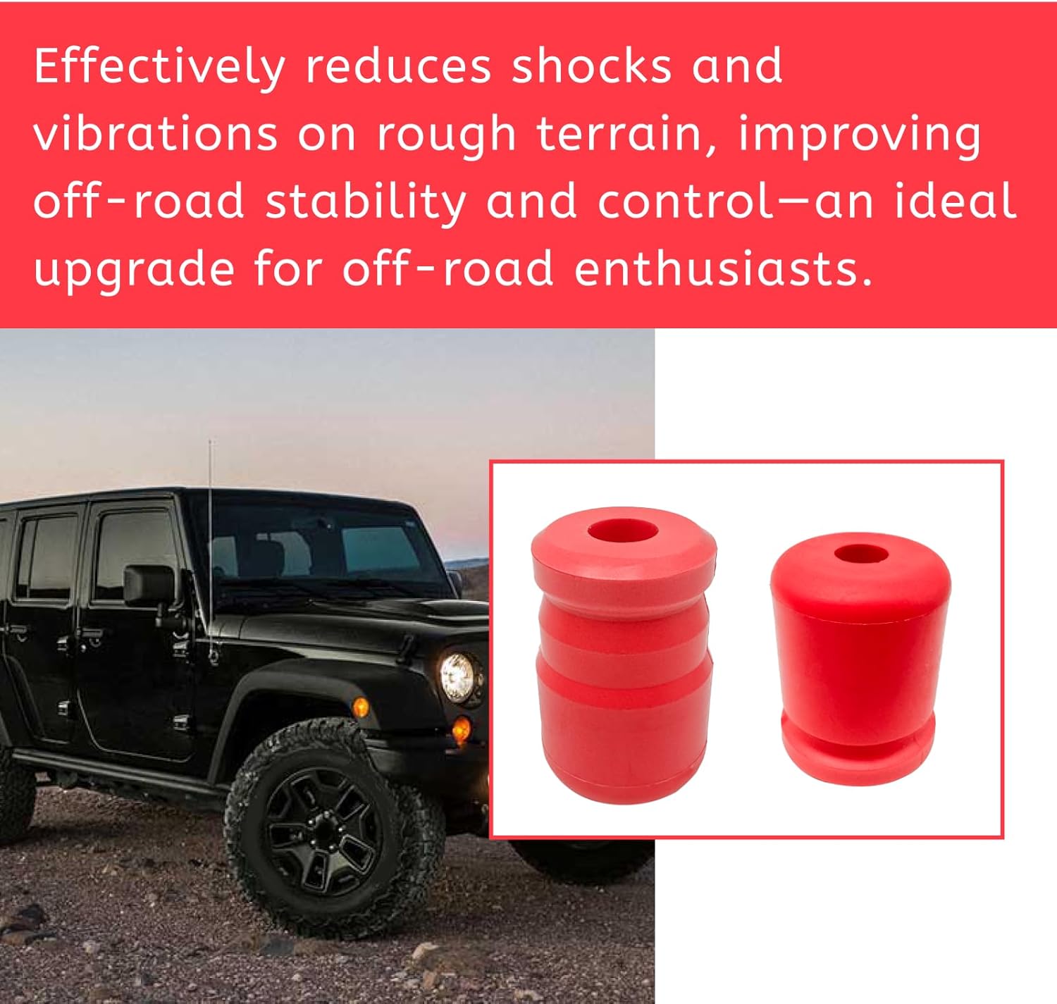 4Pcs 1-1303 Front Bump Stop & 1-1304 Rear Bump Stop Fit for Jeep Wrangler JK/JKU 2007-2018 Jounce Bumper Stops Replacement