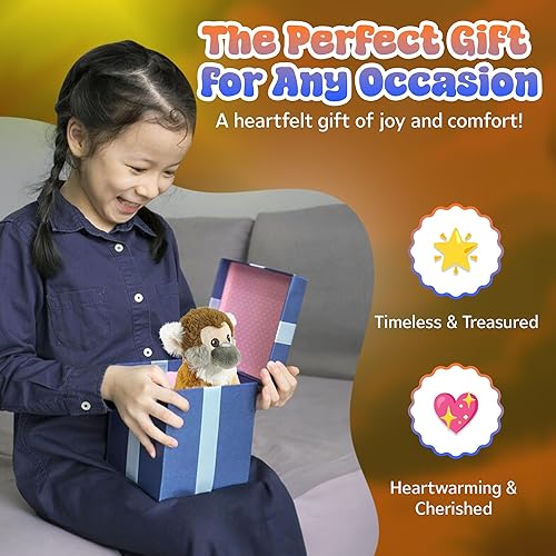 Miniatura 7 de Forest & Twelfth Earth Safe - Animal de peluche de mono araña de 6 pulgadas, animales de peluche ecológicos para bebés, niños, juguetes suaves