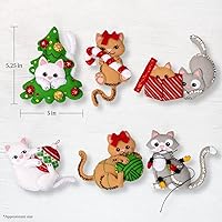 Vista 2 de Kit de 6 piezas de aplicación de fieltro Bucilla, gatitos traviesos, perfecto para manualidades y artesanías navideñas DIY, 89643E