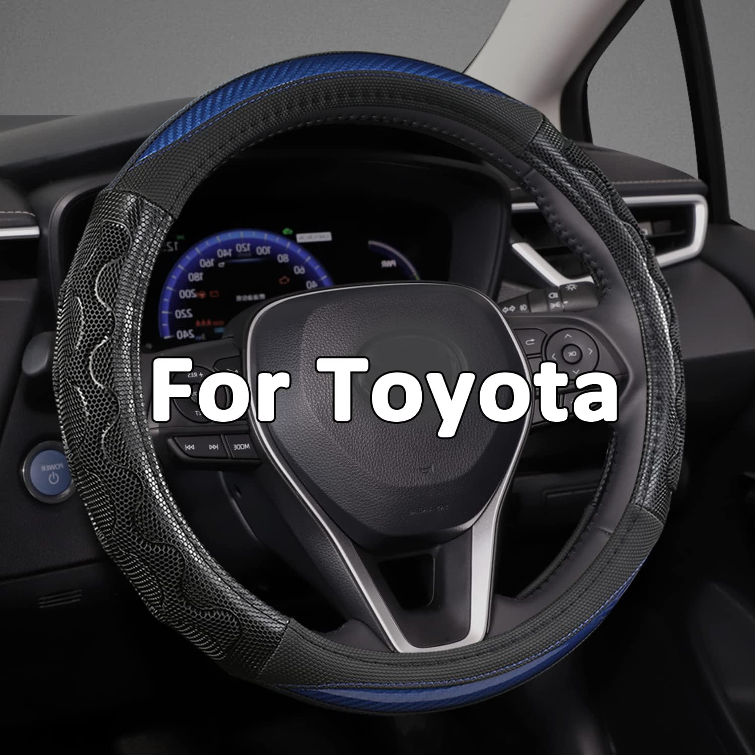 GIANT PANDA Steering Wheel Cover for Toyota, Auto Car Steering Wheel Cover for Toyota Highlander 4Runner Tacoma Corolla Camry - Black+Red Trim