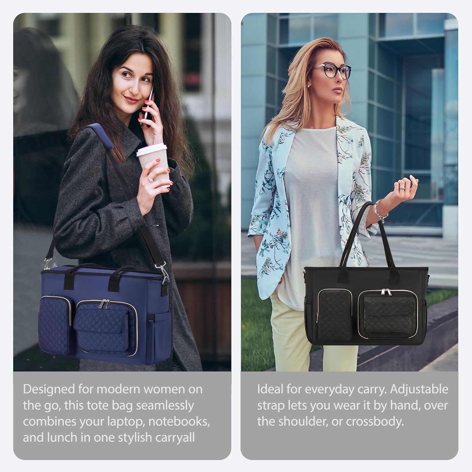 Women Laptop Tote Bag with Insulated Lunch Compartment,15.6'' Teacher Work Computer Bag,Large Water-Resistant Messenger Shoulder Bag with Multi Pockets for Office/College/Travel-Black - Image 2