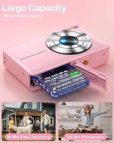 Miniatura 3 de Cámara digital, última cámara digital FHD 1080P para adolescentes con tarjeta SD, cámaras antisacudida de punto y disparo portátiles, cámaras