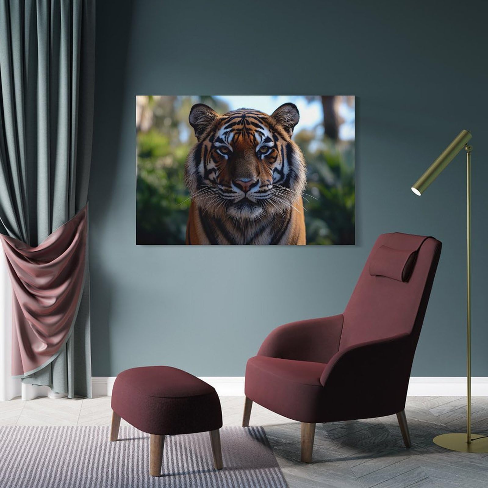 Junmoney Wall Art Print Tiger Portrait, 20x30inch(50x75cm), for Bedroom Decor, Cosy Corners Or Studios, Decorative Wall Art for Cosy Rooms