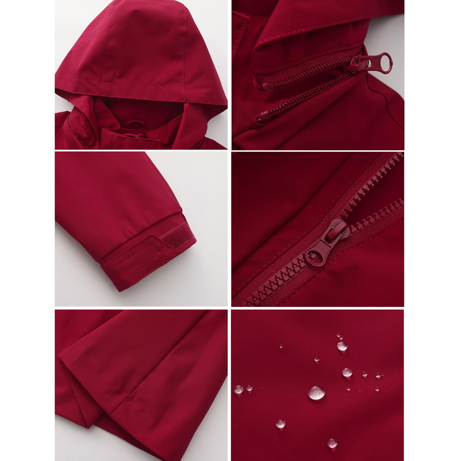 Genérico Cortavientos Impermeable Mujer-Abrigo Fino De Manga Larga De Color Liso Con Capucha Desmontable Para Mujer