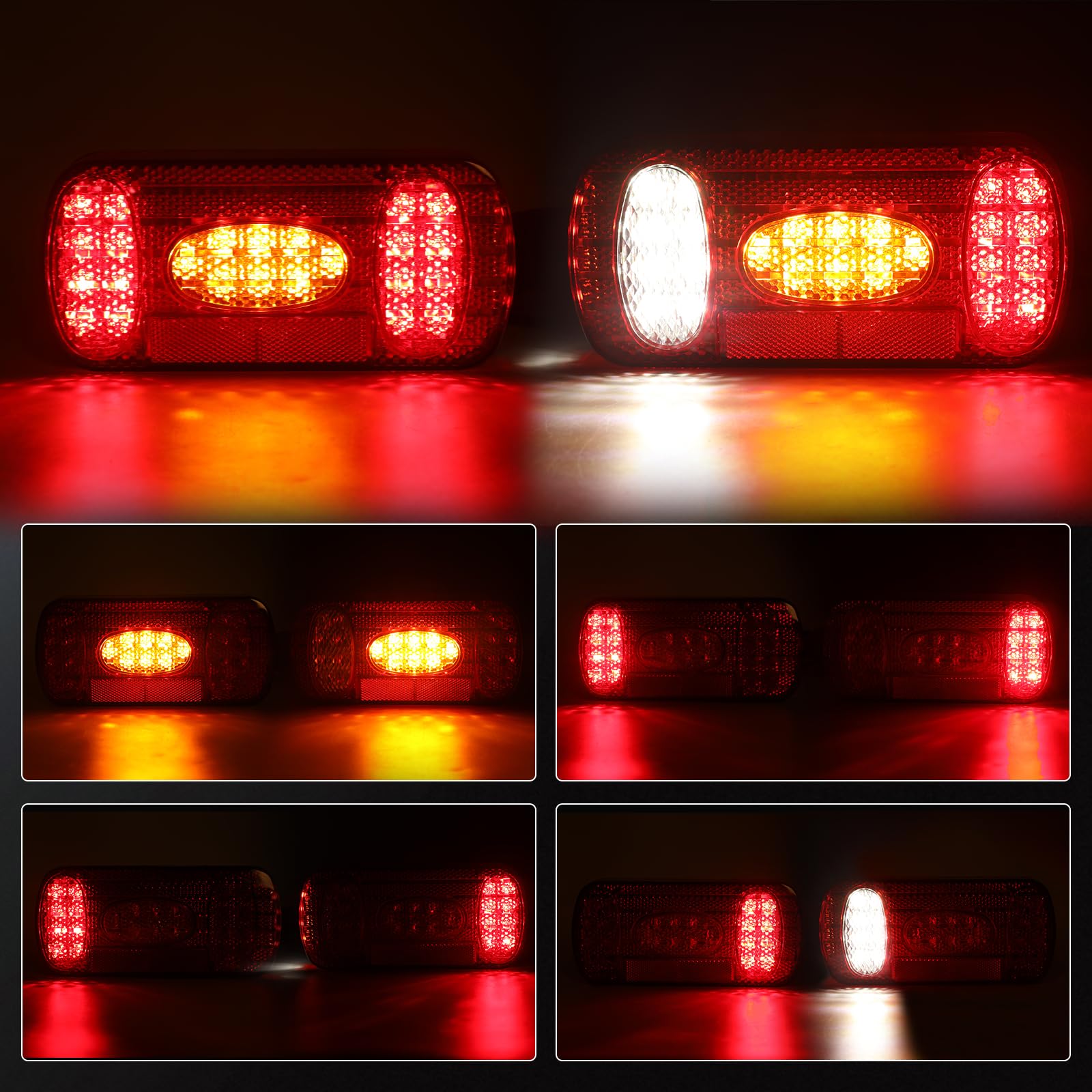 AOHEWEI LED Anhänger Rückleuchten, 12V/24V Wasserdichtes Blinker-Bremslicht-Rückfahrlicht-Nebelscheinwerfer mit 13-polige Stecker, 5,5 m langem 5-adrigem Kabel für LKW, Wohnwagen, Transporter, Traktor