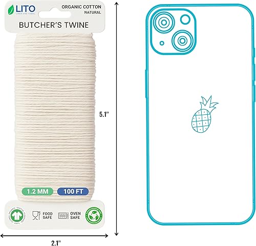 Miniatura 3 de Organic Butcher’s Twine 100 Feet for Cooking & Trussing Meat– 1.2mm Heavy Duty Natural Cotton Kitchen String, Food-Safe & Oven-Safe for Turkey