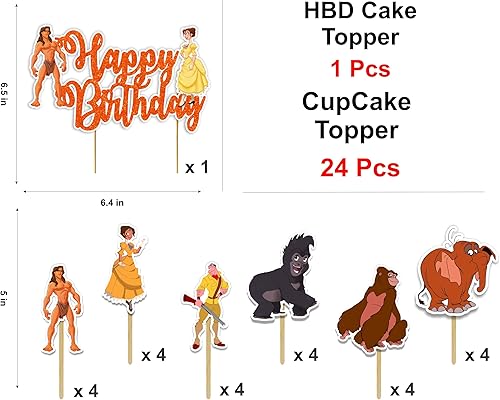 Vista 48 de Petr Pan Theme Birthday Party Supplies – Neverland Decoration Boys Girls – Includes Happy Birthday Banner, Cake Topper, Cupcake Toppers, Garland &