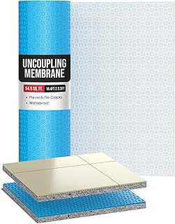 Houseables Uncoupling Membrane, Tile Underlayment, Tile Membrane, Flooring Underlayment, for Floor, Decoupling, Anti Fracture, Waterproof, Anti Crack, Vapor, 1/8" Thick, 3.3 ft x 16.4 ft / 54.5 Sq Ft
