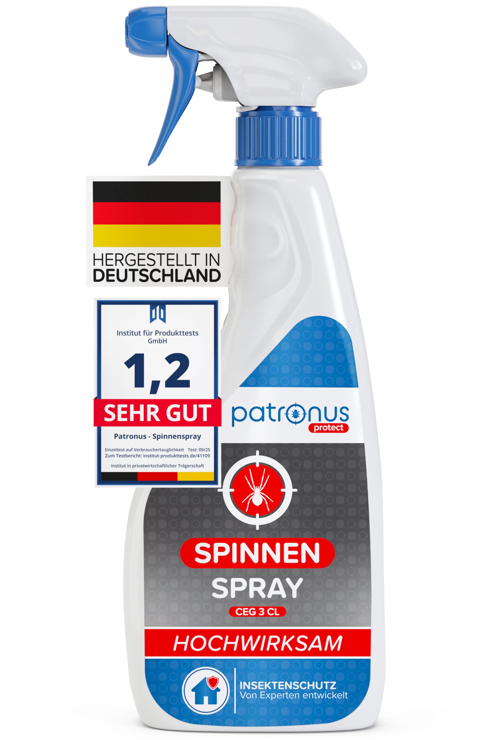 Patronus Spinnen-Spray mit maximaler Sofortwirkung für effektive Spinnen-Abwehr 500 ml - schnell & zuverlässig für Innen und Außen (Haus, Wohnung, Boot etc.), hochwirksam & laborgeprüft
