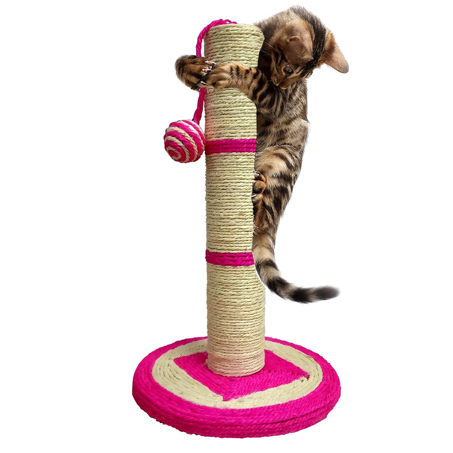 Jainsons Pet Products Natural Sisal Scratching Pad Cat Toy Round Scratch Board Scratching Post with Hanging Ball for Cats and Kitten (B07V5TXQQ8) Amazon Price History, Amazon Price Tracker
