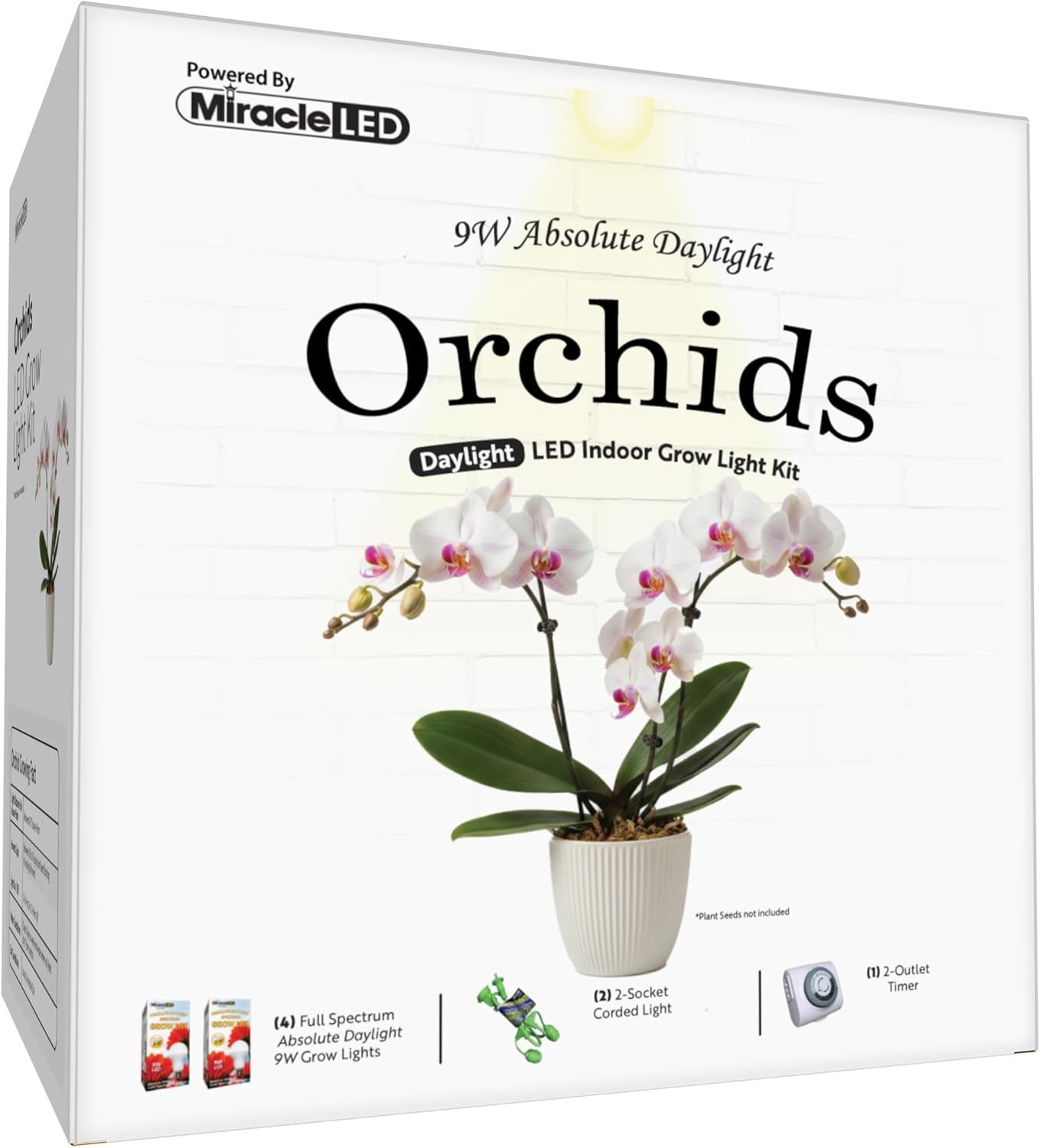 Miracle LED Orchid Grow Light Kit, 2-Socket, Full Spectrum (2- Pack)