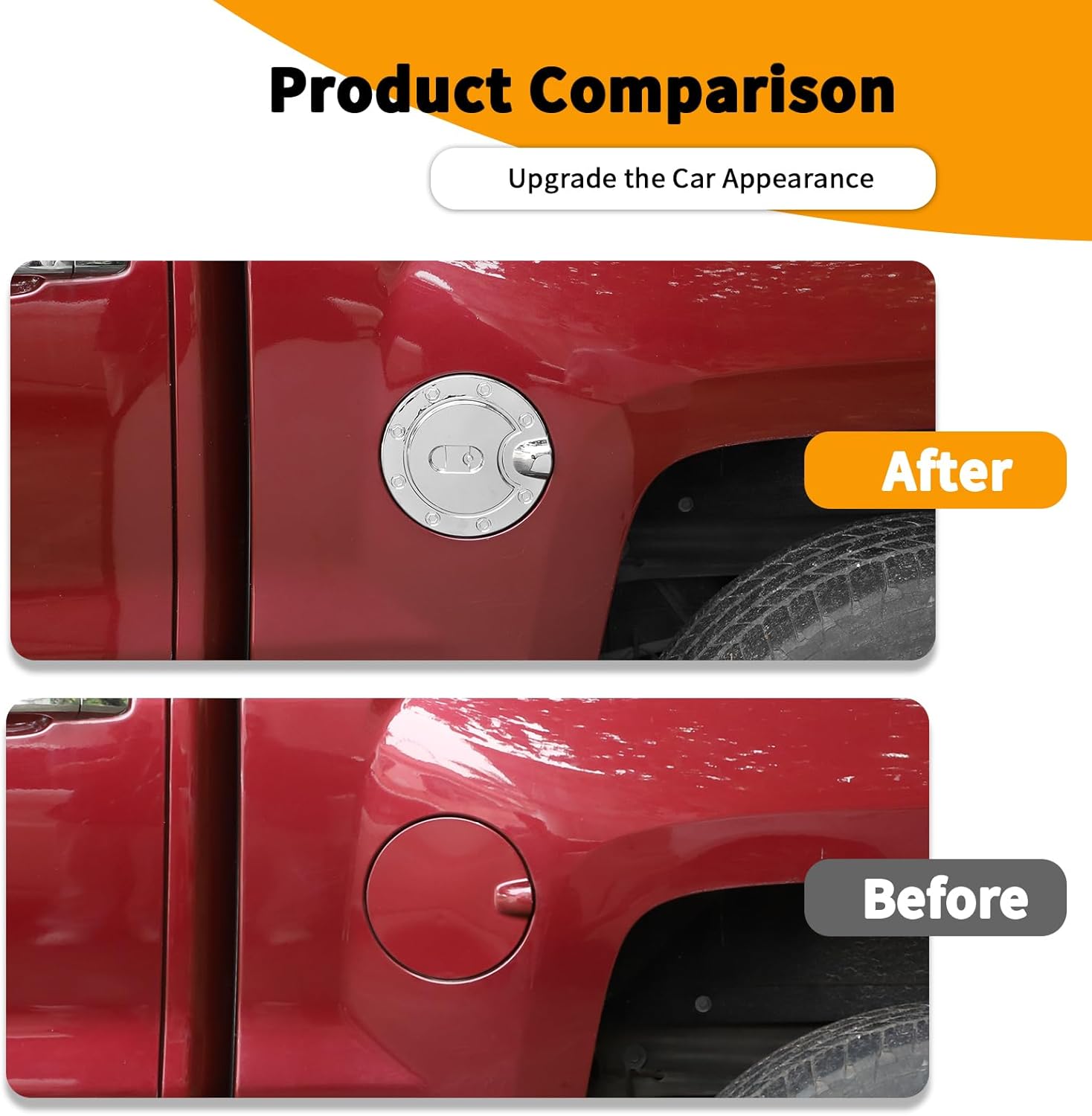 Hoolcar Gas Cap Trim Cover Fuel Filler Door Gas Tank Cap Trim Cover Fit for Chevrolet Silverado GMC Sierra 2014-2018, Chrome, Exterior Accessory