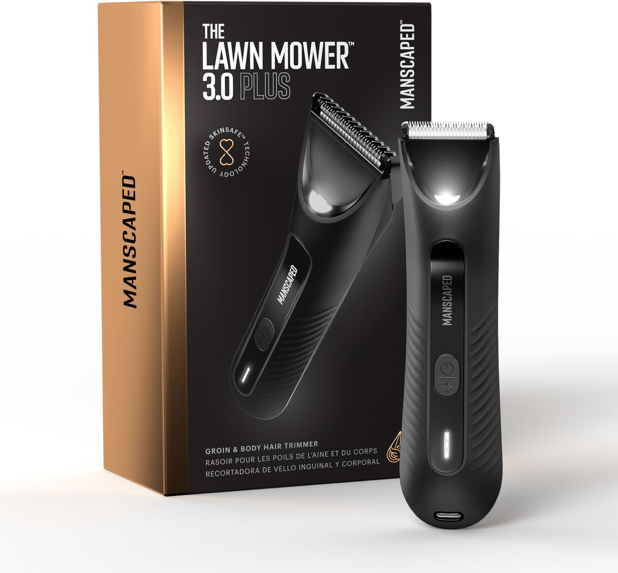 Manscaped Refining The Gentleman Lawn Mower® 3.0 PLUS Groin & Body Hair Trimmer – Updated SkinSafe® Trimmer Blade, Waterproof Wet/Dry Groomer, USB-C Rechargeable, Men’s Wireless Ball Shaver