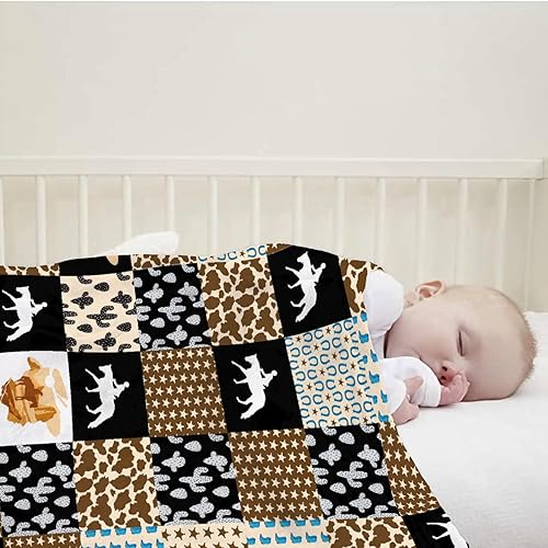 Miniatura 4 de Manta de bebé retro de caballo salvaje, regalos para niños y niñas, decoración occidental de animales de felpa, suave y ligera, manta de franela del