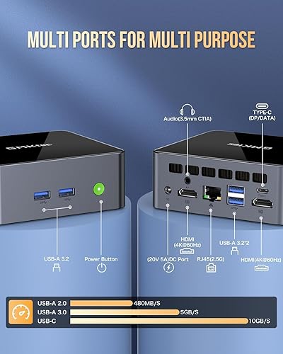 Miniatura 7 de GMKtec Mini PC Intel Core i7-1185G7 (hasta 4.8 GHz) 16GB DDR4 1TB SSD Intel i226V RJ45 2.5G USB4.0 Mini computadoras de escritorio WiFi 6, BT 5.2