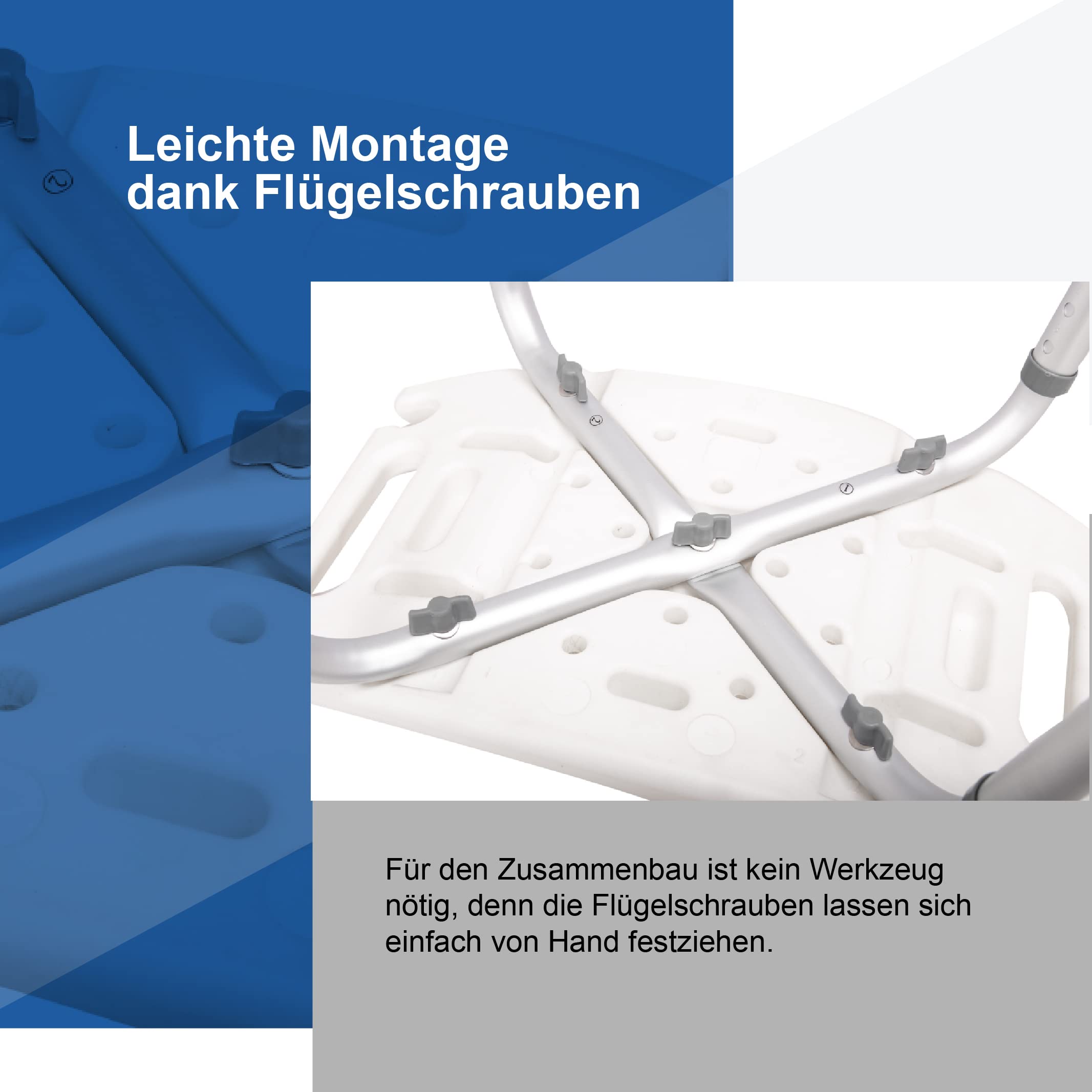 Akriva Komfort-Duschsitz - Höhenverstellbarer Badhocker - Rutschfester Duschsitz - Duschhocker mit Duschbrausenhalter