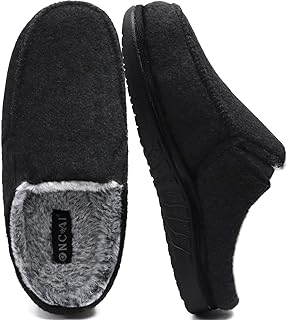 ONCAI Mens Felt Slippers,Wool and Cotton-Blend High-Density Memory Foam Clogs House Slippers with Indoor and Outdoor Rubber Soles (US Size 7-15)