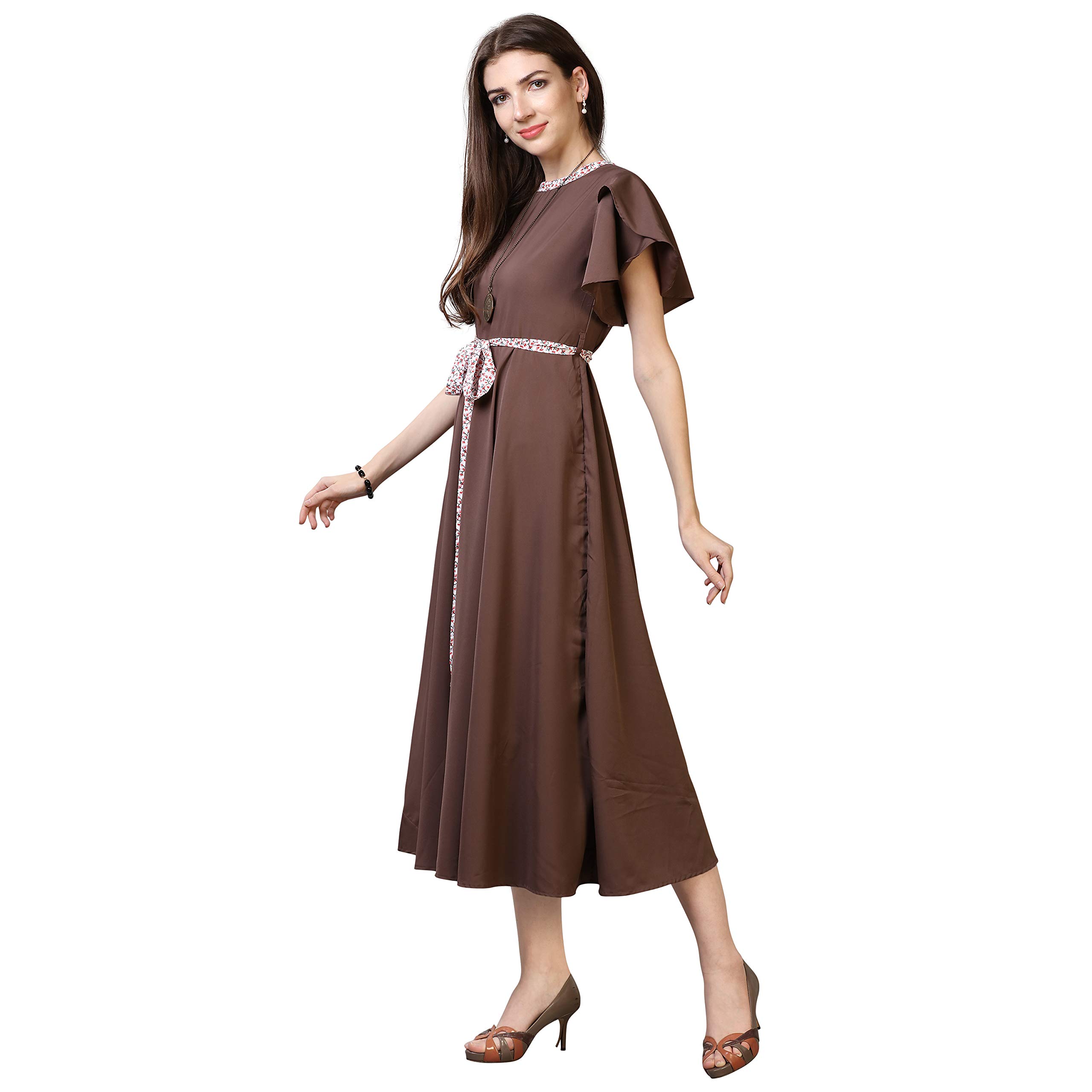 Oomph Women's Western & Fusion Wear Midi Dresses For Women, Beach, Grey - Md68