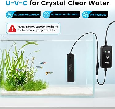 hygger 3W Aquarium U-V Light with Timer for 2-15 Gallon Fish, Turtle Tanks