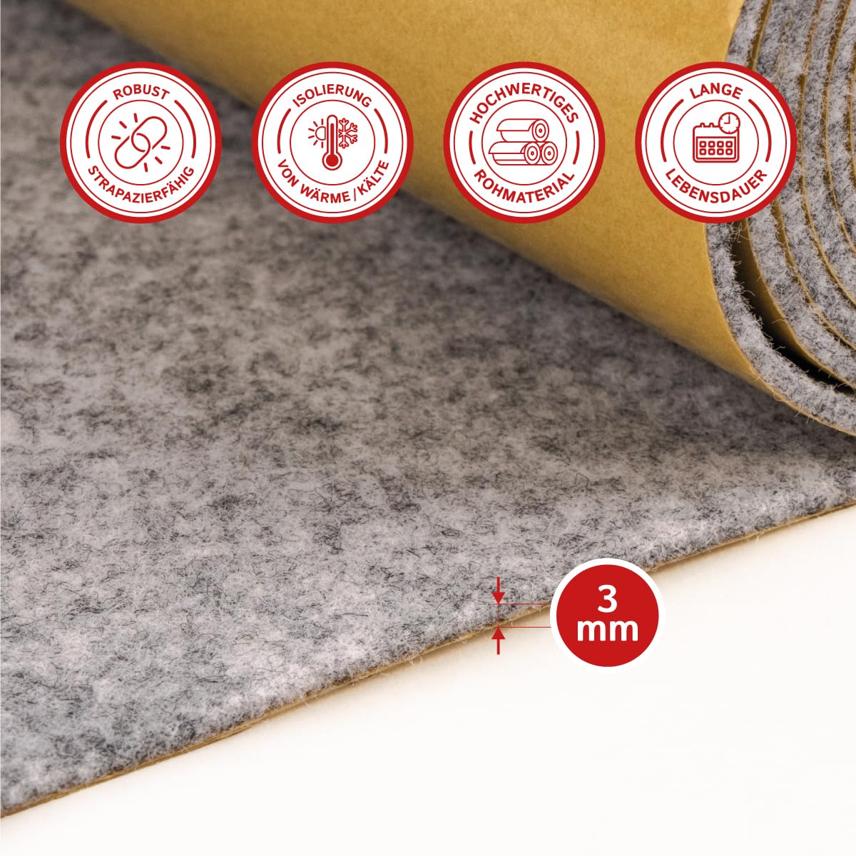 The Felt Store Filc samoprzylepny, towar sprzedawany na metry, do rozbudowy kampera lub rozbudowy wnętrza samochodu, filc igłowany, towar sprzedawany na metry, filc samoprzylepny o grubości 3 mm, (200