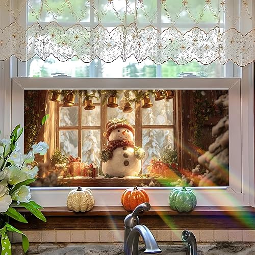 Miniatura 15 de Película decorativa para ventana de 39.37 x 17.32 pulgadas, acogedora chimenea para interiores, película decorativa de adherencia estática