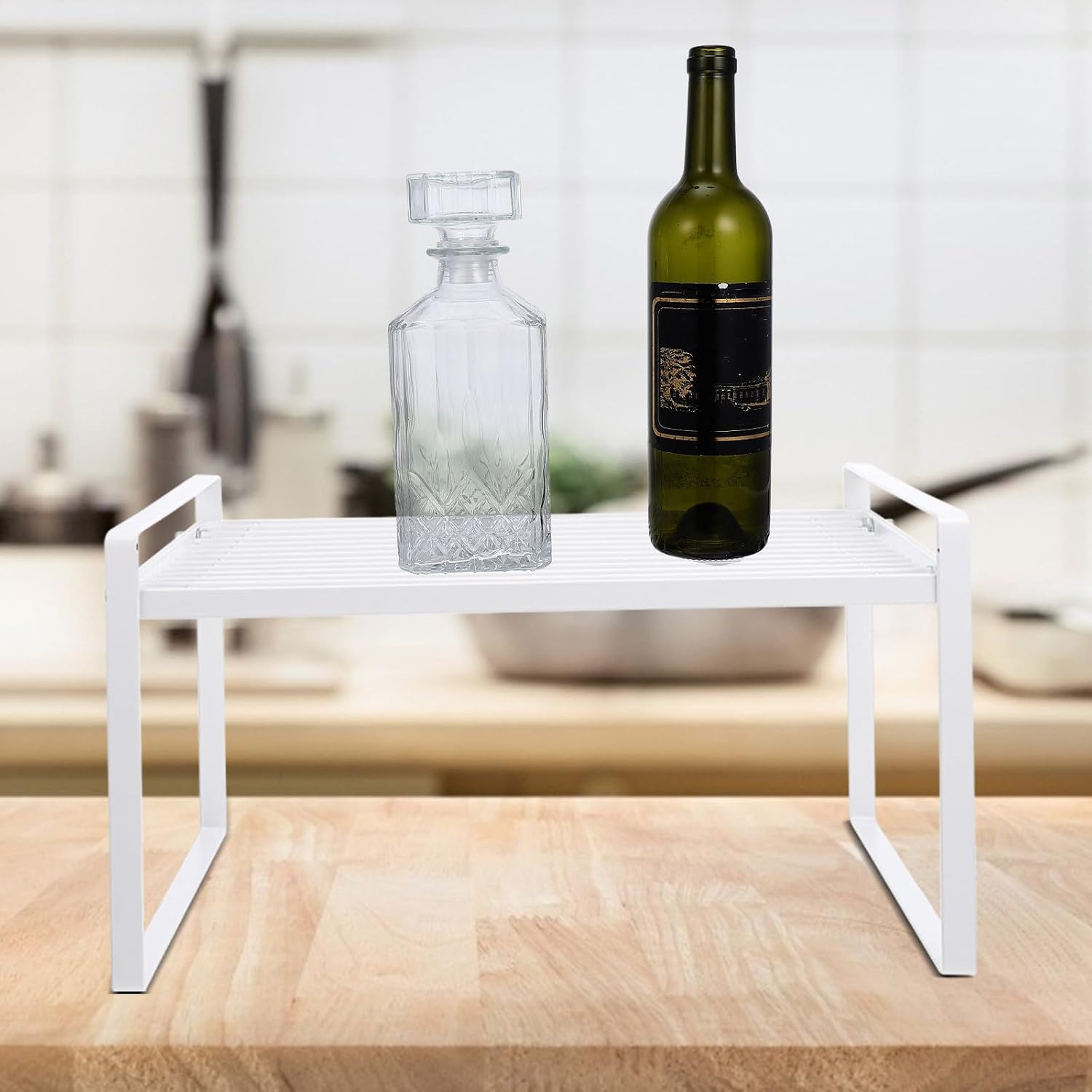 YARNOW Space-Saving White Iron Kitchen Storage Rack with Large Capacity and Stylish Personality, Easy to Install No-Drill Seasoning Shelf for Kitchen or Balcony Organization