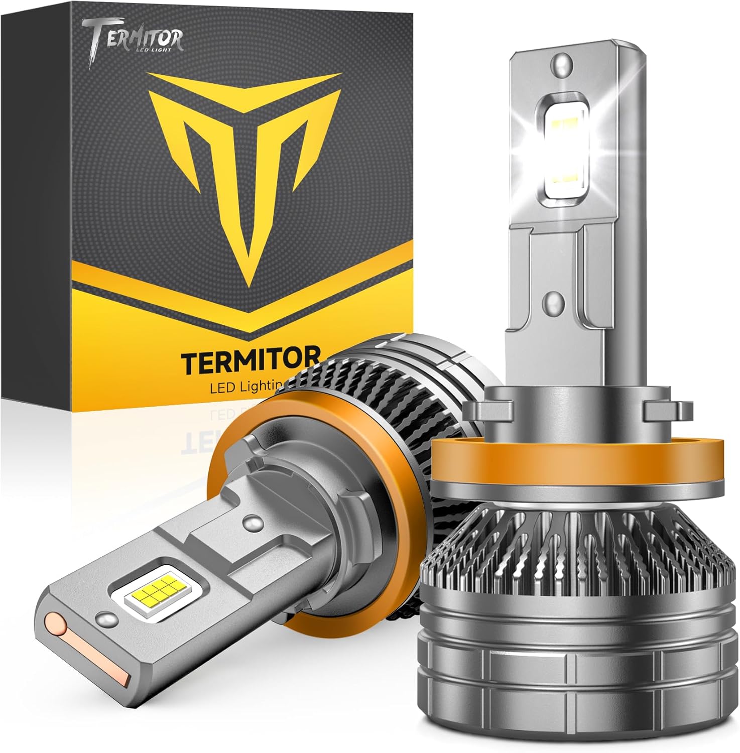 Termitor H11/H8/H9 Bulb, 60,000 Hours Life, 800% Brightness,H8 Bulb 6500K Cold White Light,IP68 Waterproof, Plug and Play,2-pcs