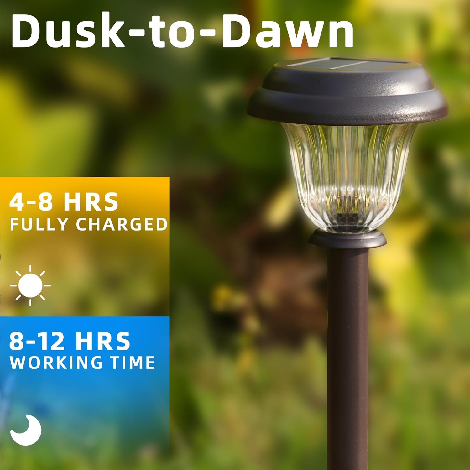 DERAYSION 8 Pack Solar Lights Outdoor, Stainless Steel Glass Solar Pathway Lights, Auto On/Off Long-Lasting Waterproof Landscape Lighting for Garden, Landscape, Path, Yard, Warkway (Warm White) - Image 4