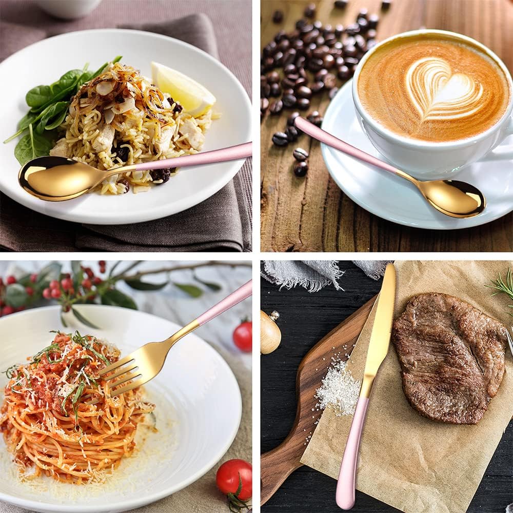 MMRTDJDR Dinner Gold Silverware Set for 4 Cutlery Polished Flatware Utensil Stainless Steel Cutlery Wedding Christmas Home Kitchen Restaurant Anniversary Candlelight Dinner Family Kitchenware 8 71zRTVfylTL. AC SL1000