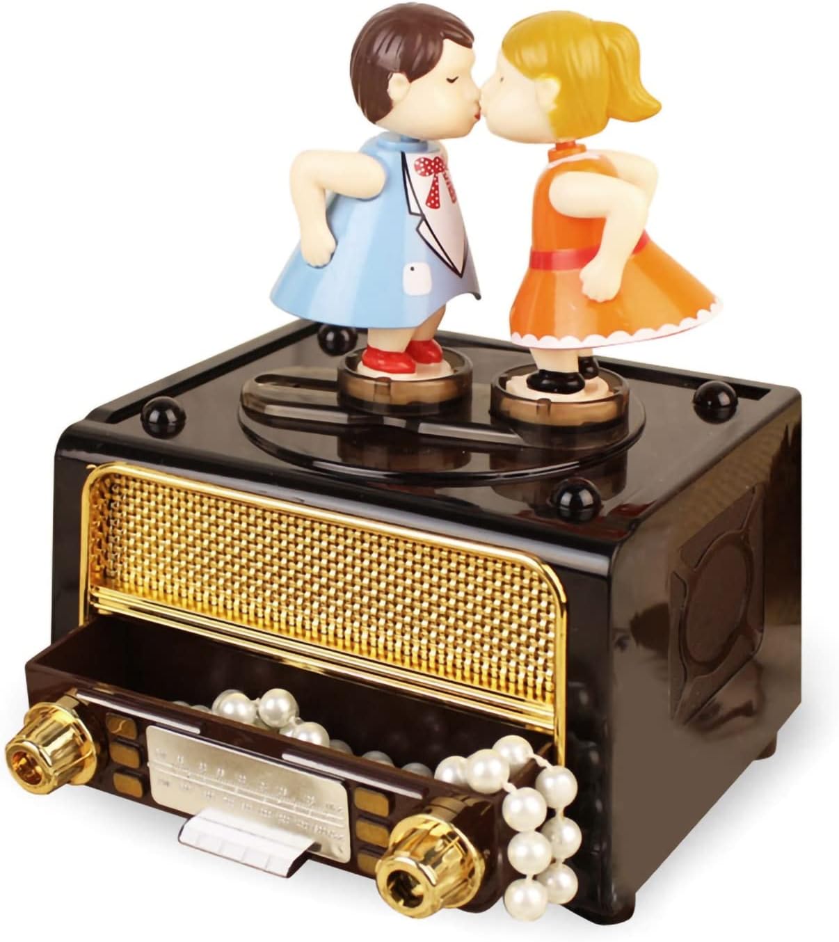 オルゴール レトロなオルゴール、素敵な人形のラジオの形のラジオの形のバレンタインの結婚式のクリスマスの誕生日のためのオルゴールのギフ