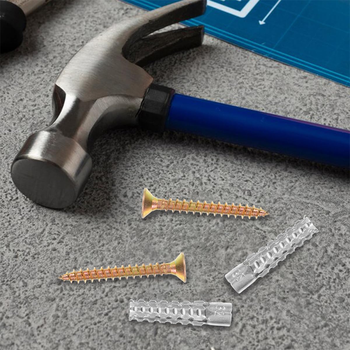 Ciieeo 100pcs M6x32 Metal Expansion Anchors with 5x40 Countersunk Screws for Lightweight Brick Walls, Concrete Wall Bolt and Anchor Set for Home Renovation and Commercial Fixing