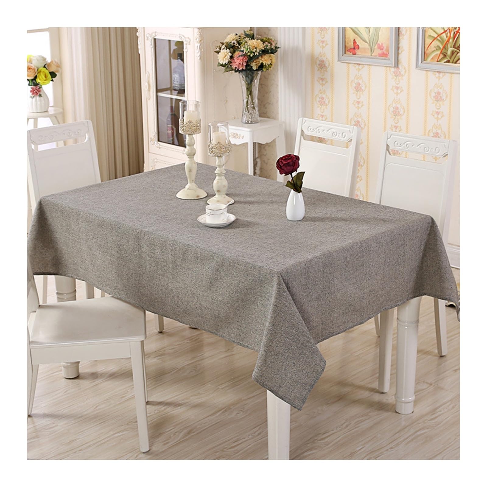 Nappe anti-taches 140x220cm couleur unie gris KnSam